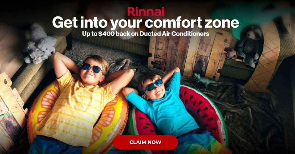 Rinnai ducted cashback and promotion