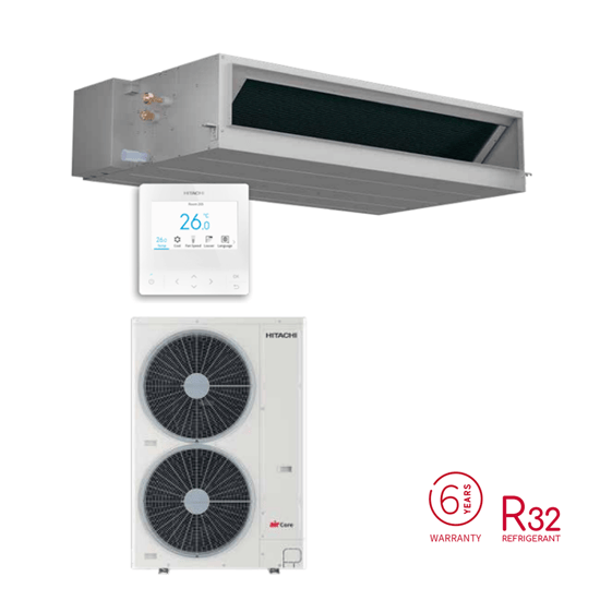 Hitachi PPIM-5.0UFA1NQ 12.5kW R32 airCore700 Mid ESP Ducted Air Conditioner System 1 Phase